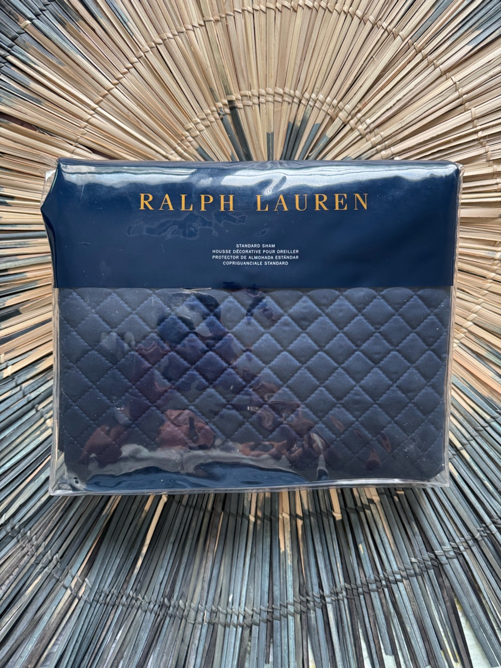 Ralph Lauren Home Wyatt Standard Quilted Sham Blue Navy NEW